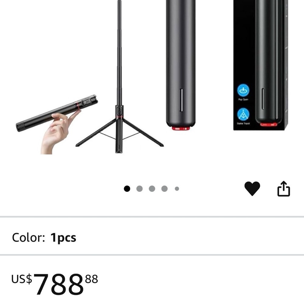 Black Selfie Stick with Remote - Picture 2 of 7